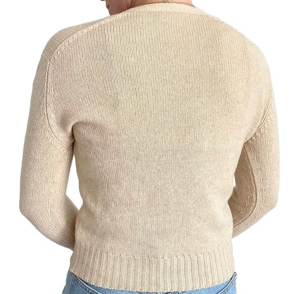 Vintage 1960s Womens Jaeger Cashmere Wool Blend Beige Tan Preppy Cardigan XS - Picture 6 of 8